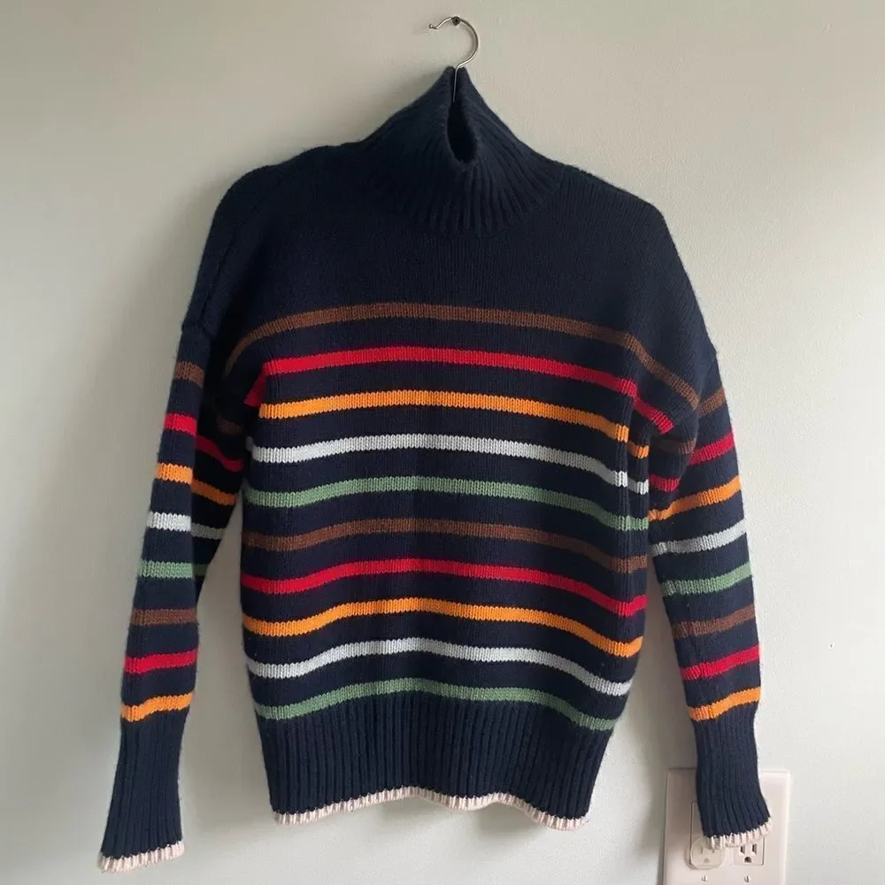 La Ligne Marin Turtleneck Sweater Navy‎ Multi-Color Stripe sz XS - Picture 2 of 7
